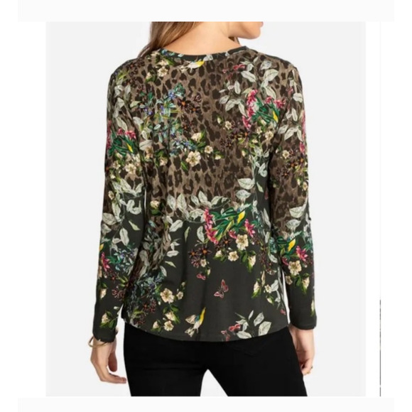 Johnny Was Ash Bird V-Neck Leopard Print Swing Tee - Size Small - NWOT - Picture 5 of 10